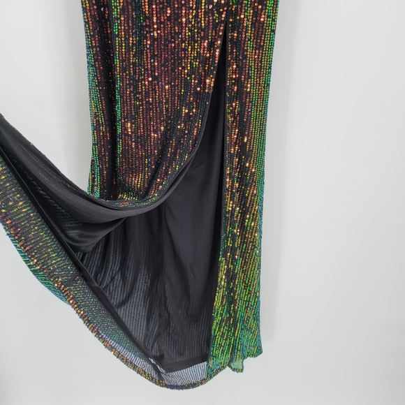 JUMP Apparel Juniors Size 7/8 Multicolor Sequined High Slit Iridescent - Picture 5 of 9